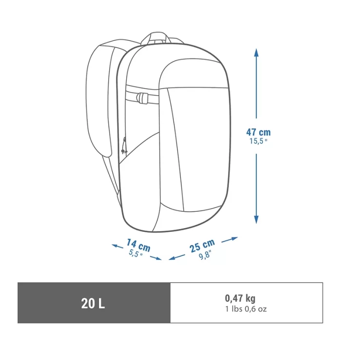 Hiking backpack 20L, NH100 Arpenaz blue