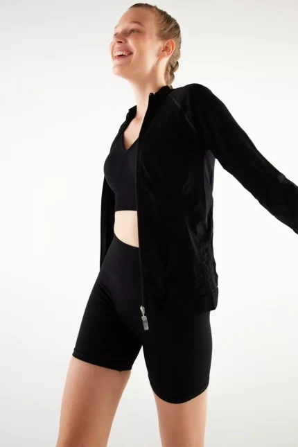 Zippered Sports Jacket Black sportmaze