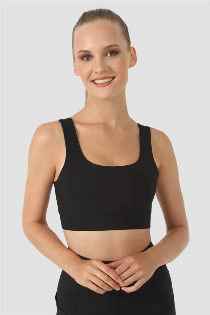 sportmaze Superstacy Square Neck Black Sports Bustier