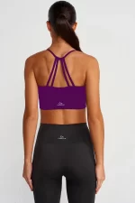 Come up Strappy Mesh Detailed Sports Bra Purple sportmaze