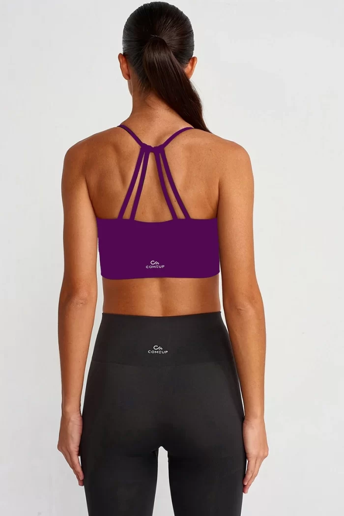 Come up Strappy Mesh Detailed Sports Bra Purple sportmaze