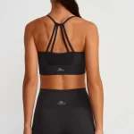 Come up Strappy Mesh Detailed Sports Bra Black sportmaze