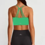 Come up Strappy Mesh Detailed Sports Bra Green sportmaze