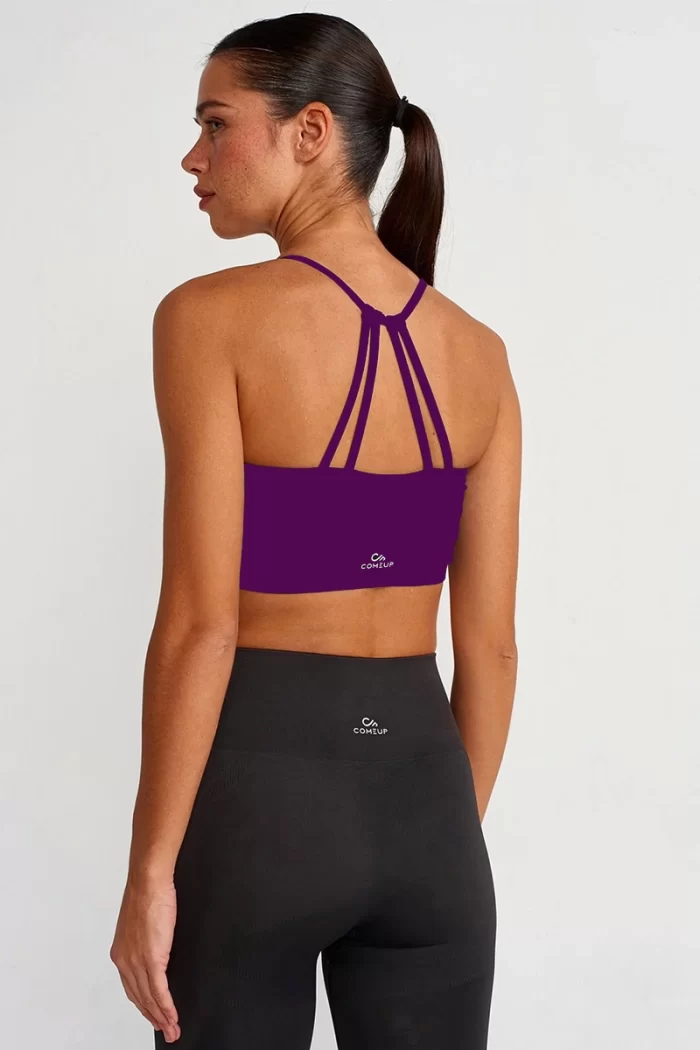 Come up Strappy Mesh Detailed Sports Bra Purple sportmaze