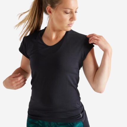 Decathlon Women's 100 fitness T-shirt, black sportmaze
